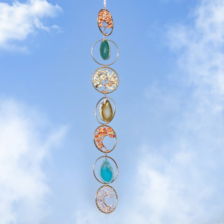 carillon éolien en agate cornaline et Pendentif arbre de vie Olivenorma