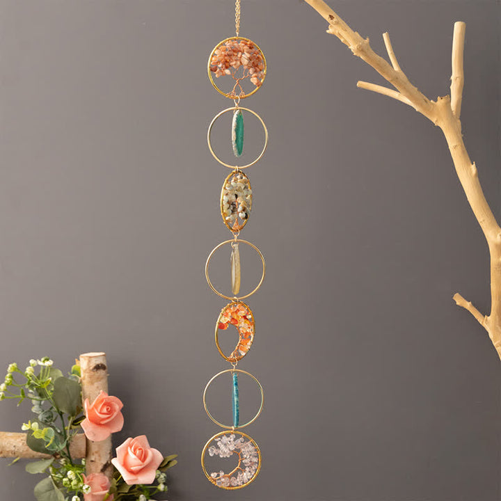 carillon éolien en agate cornaline et Pendentif arbre de vie Olivenorma