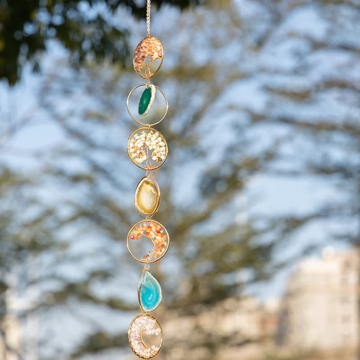 carillon éolien en agate cornaline et Pendentif arbre de vie Olivenorma