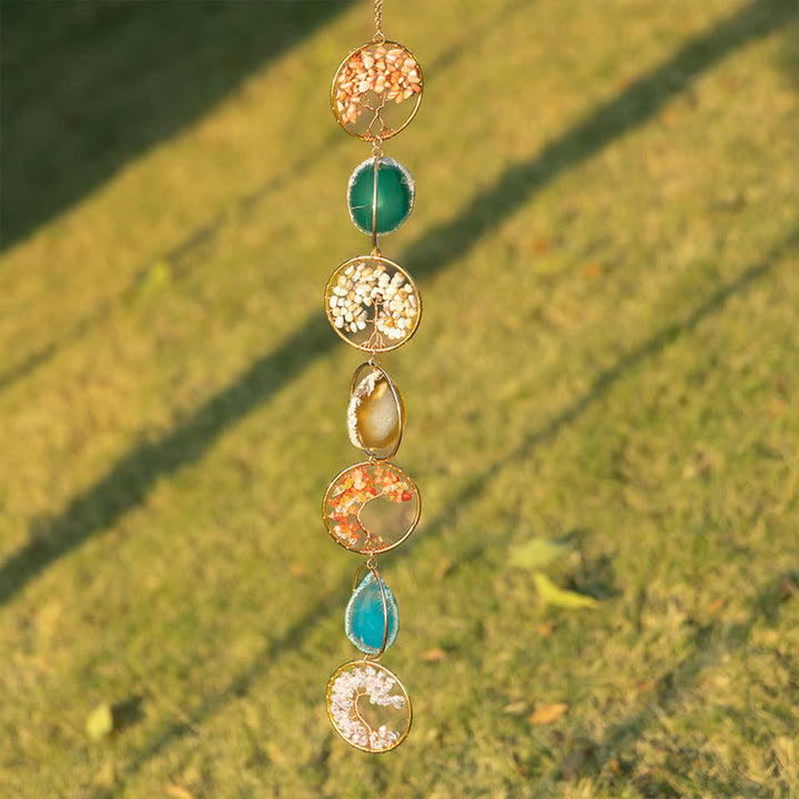 carillon éolien en agate cornaline et Pendentif arbre de vie Olivenorma