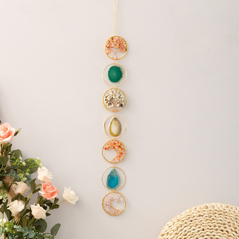 carillon éolien en agate cornaline et Pendentif arbre de vie Olivenorma