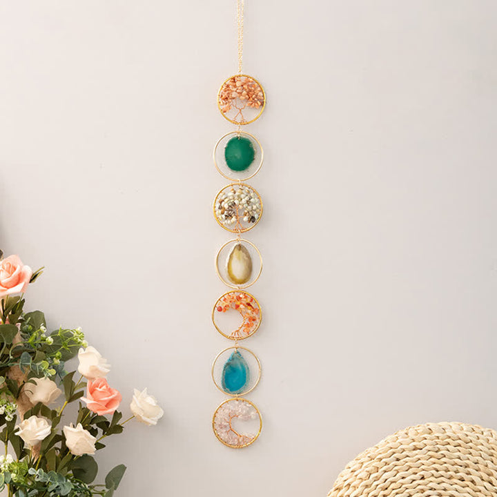carillon éolien en agate cornaline et Pendentif arbre de vie Olivenorma