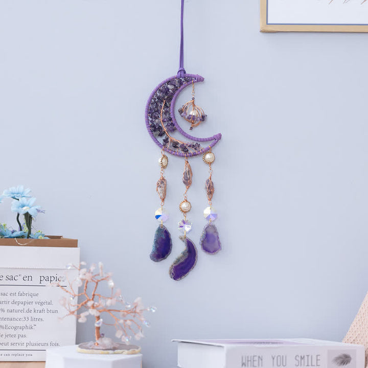 Pendentif carillon éolien en agate violette et améthyste Olivenorma 