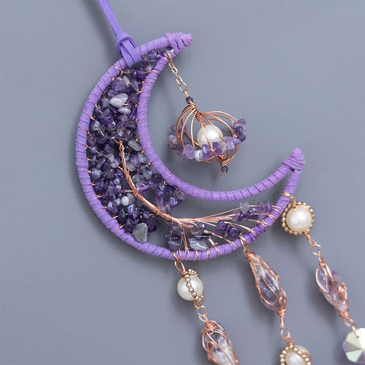 Pendentif carillon éolien en agate violette et améthyste Olivenorma 