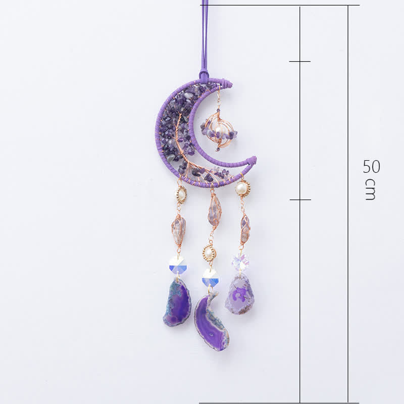 Pendentif carillon éolien en agate violette et améthyste Olivenorma 