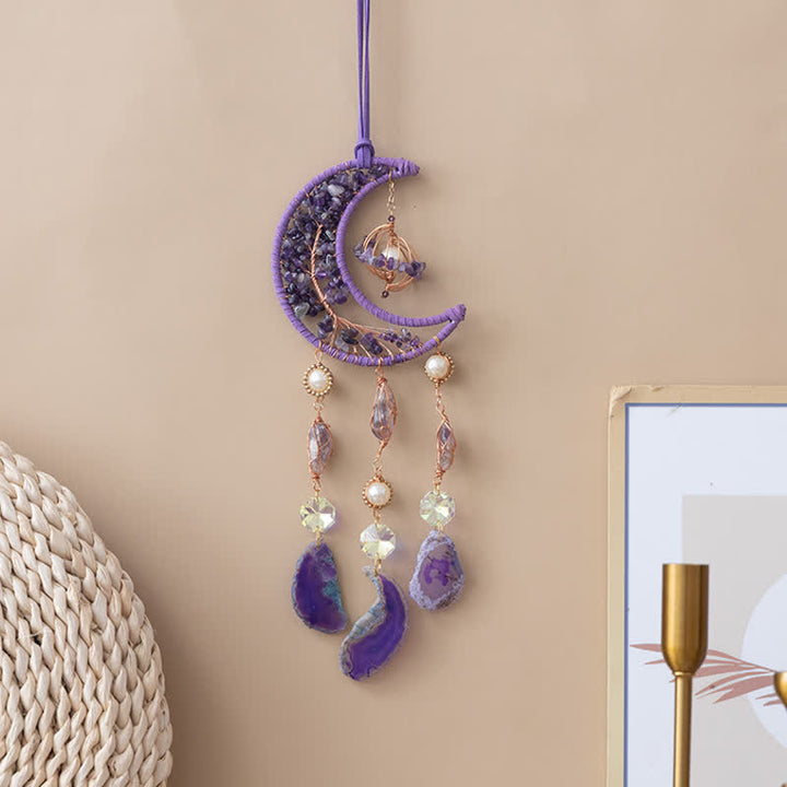 Pendentif carillon éolien en agate violette et améthyste Olivenorma 