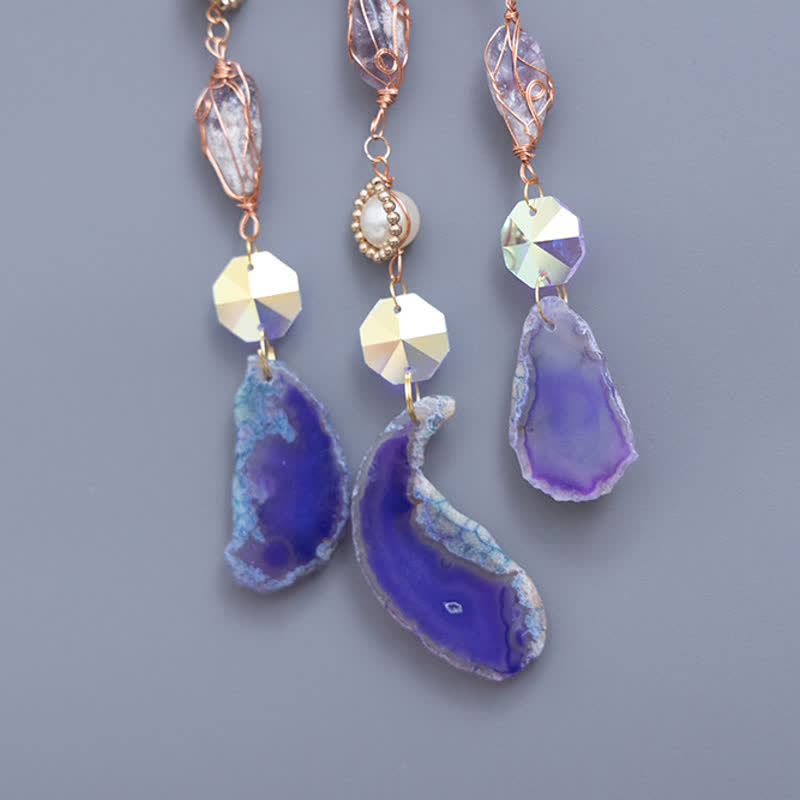 Pendentif carillon éolien en agate violette et améthyste Olivenorma 