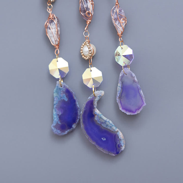 Pendentif carillon éolien en agate violette et améthyste Olivenorma 