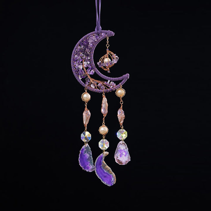 Pendentif carillon éolien en agate violette et améthyste Olivenorma 