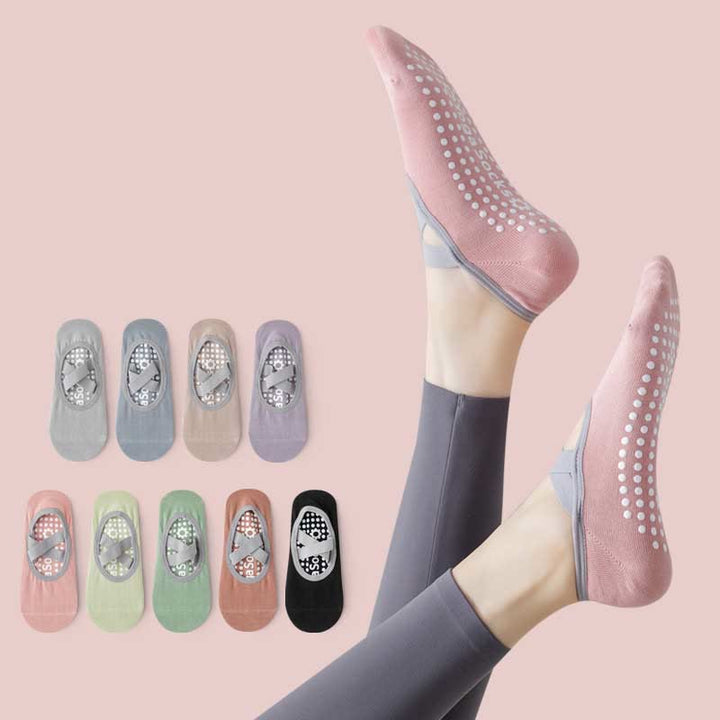 Chaussettes antidérapantes Olivenorma pour yoga, pilates et barre avec sangles 
