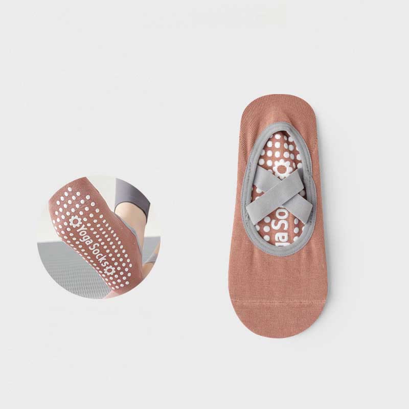 Chaussettes de yoga, pilates et barre Olivenorma avec sangles antidérapantes pour le fitness - Rouge indien - 10 paires - image 5