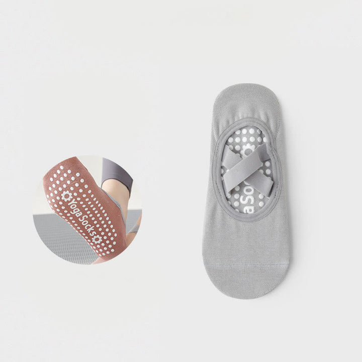 Chaussettes de yoga, pilates et barre Olivenorma avec sangles antidérapantes pour le fitness - Gris clair - 10 paires - image 16