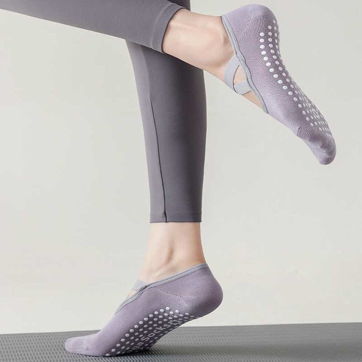 Chaussettes antidérapantes Olivenorma pour yoga, pilates et barre avec sangles 