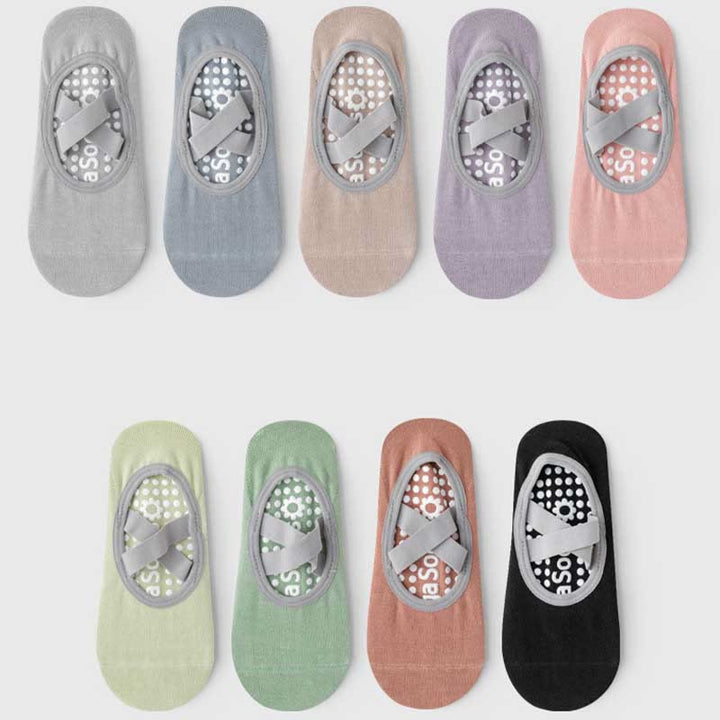 Chaussettes antidérapantes Olivenorma pour yoga, pilates et barre avec sangles 