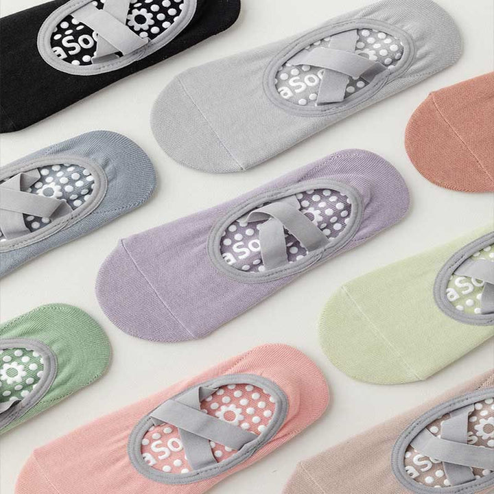 Chaussettes antidérapantes Olivenorma pour yoga, pilates et barre avec sangles 