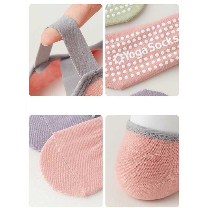 Chaussettes antidérapantes Olivenorma pour yoga, pilates et barre avec sangles 