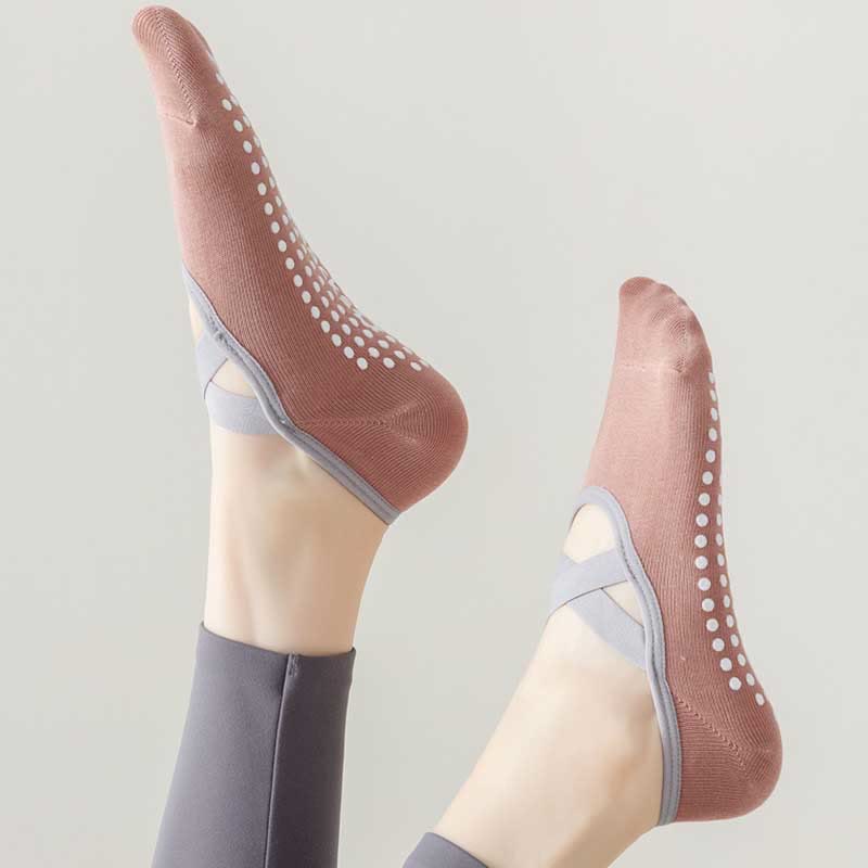Chaussettes antidérapantes Olivenorma pour yoga, pilates et barre avec sangles 