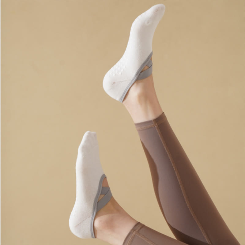 Chaussettes de yoga, pilates et barre Olivenorma avec sangles antidérapantes pour le fitness - Blanc - 10 paires - image 13