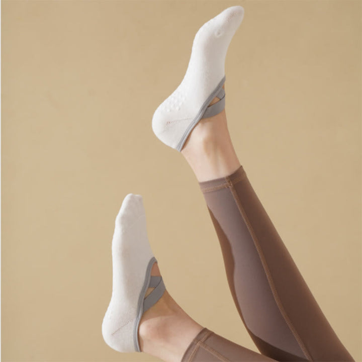 Chaussettes de yoga, pilates et barre Olivenorma avec sangles antidérapantes pour le fitness - Blanc - 10 paires - image 13