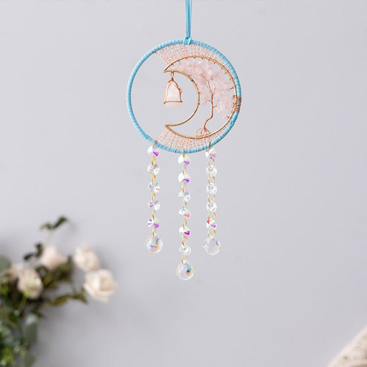 Pendentif attrape-soleil en quartz rose Olivenorma avec carillon éolien