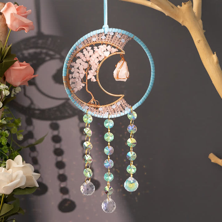 Pendentif attrape-soleil en quartz rose Olivenorma avec carillon éolien