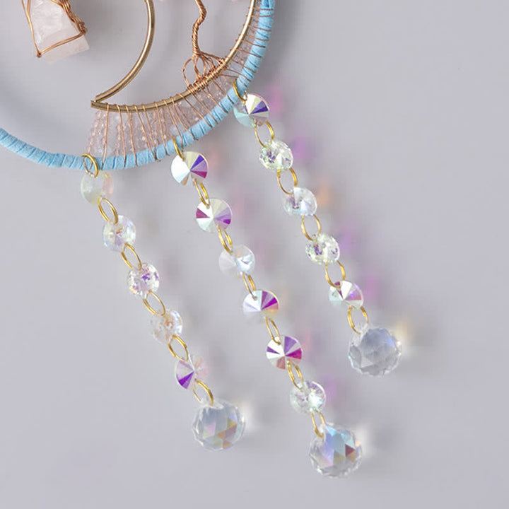 Pendentif attrape-soleil en quartz rose Olivenorma avec carillon éolien