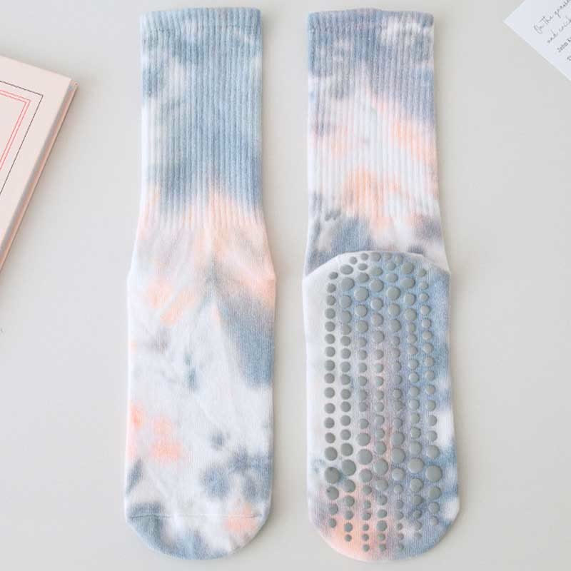 Chaussettes de Pilates et de yoga Olivenorma, modèle mi-haut, à motif tie-dye, antidérapantes et respirantes, avec un design extensible et confortable. - Gainsboro - 10 paires - image 18