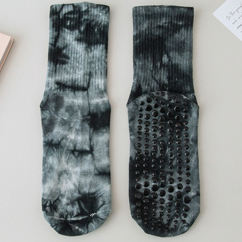Chaussettes de Pilates et de yoga Olivenorma, modèle mi-haut, à motif tie-dye, antidérapantes et respirantes, avec un design extensible et confortable. - Gris ardoise foncé - 10 paires - image 15