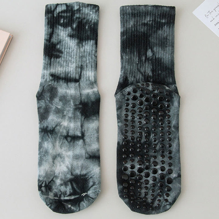 Chaussettes de Pilates et de yoga Olivenorma, modèle mi-haut, à motif tie-dye, antidérapantes et respirantes, avec un design extensible et confortable. - Gris ardoise foncé - 10 paires - image 15