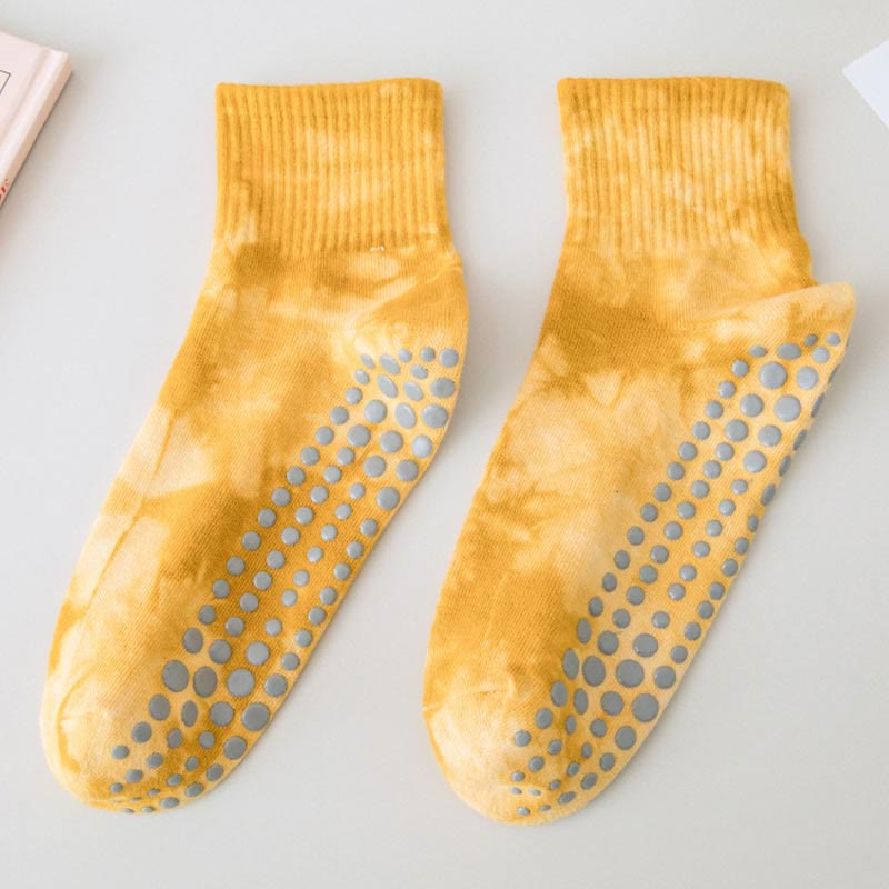 Chaussettes de sport Olivenorma Tie-Dye Grip antidérapantes pour Pilates et barre, en coton extensible respirant, idéales pour le yoga. - image 1