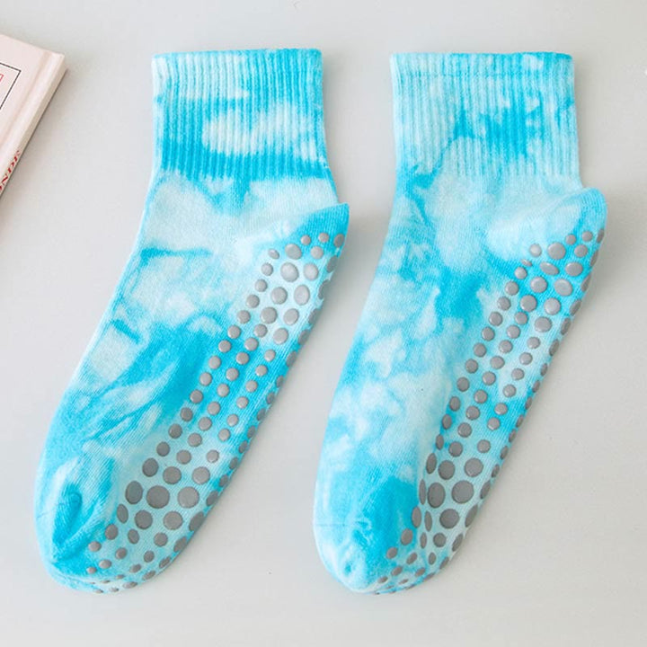 Chaussettes de sport Olivenorma Tie-Dye Grip antidérapantes pour Pilates et barre, en coton extensible respirant, idéales pour le yoga. - image 12