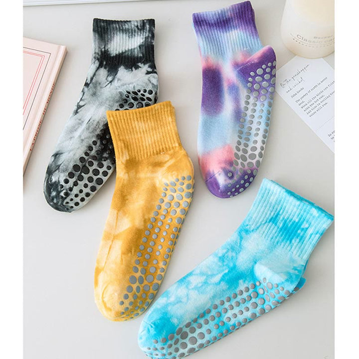 Chaussettes de sport Olivenorma Tie-Dye Grip antidérapantes pour Pilates et barre, en coton extensible respirant, idéales pour le yoga. - image 16
