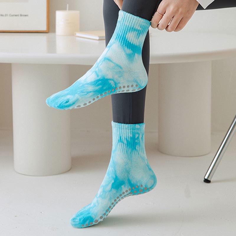 Chaussettes de sport Olivenorma Tie-Dye Grip antidérapantes pour Pilates et barre, en coton extensible respirant, idéales pour le yoga. - image 13