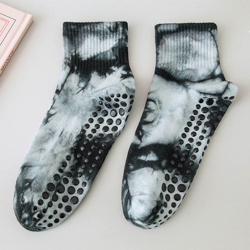 Chaussettes de sport Olivenorma Tie-Dye Grip antidérapantes pour Pilates et barre, en coton extensible respirant, idéales pour le yoga. - image 8