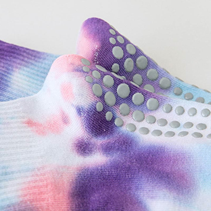 Chaussettes de sport Olivenorma Tie-Dye Grip antidérapantes pour Pilates et barre, en coton extensible respirant, idéales pour le yoga. - image 7