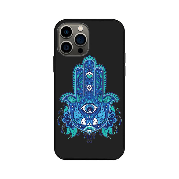 Coque de téléphone Olivenorma Blue Evil Eye Hamsa pour iPhone 13/14/15