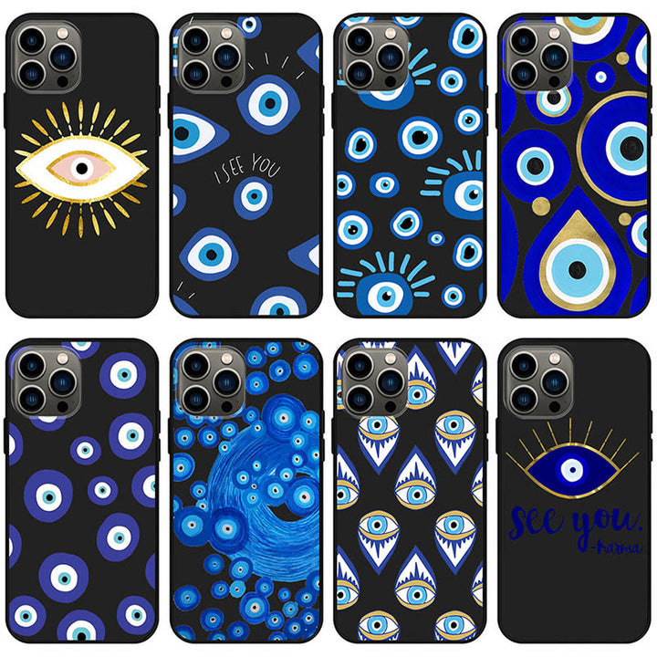 Coque de téléphone Olivenorma Blue Evil Eye Hamsa pour iPhone 13/14/15