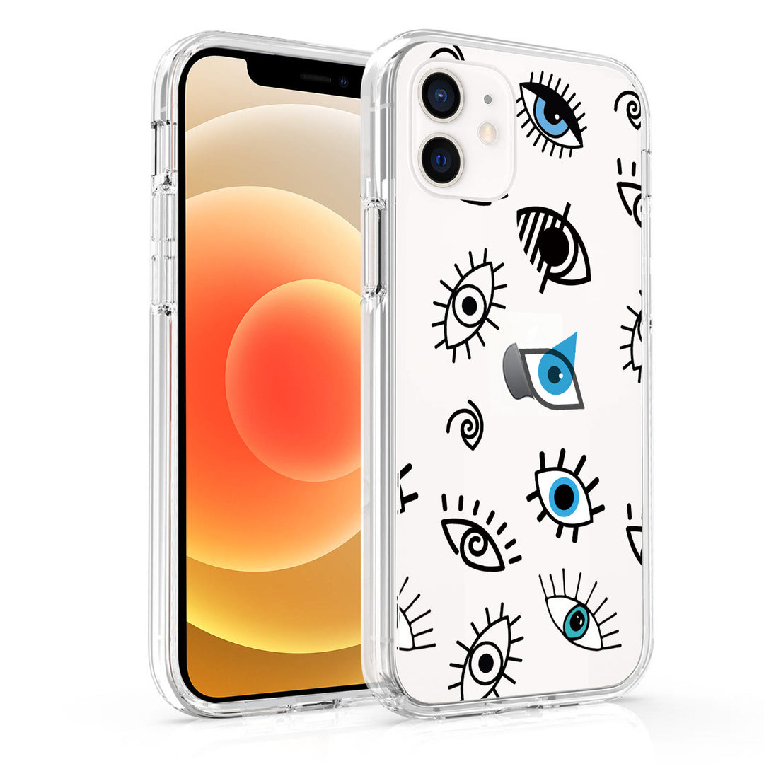 Coque transparente Olivenorma pour iPhone 13/14/15 Motif drôle de mauvais œil
