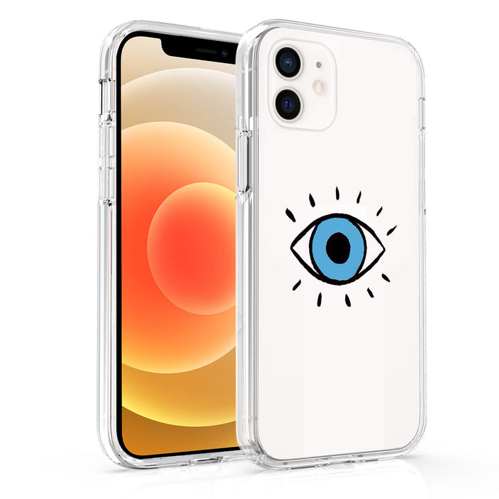 Coque transparente Olivenorma pour iPhone 13/14/15 Motif drôle de mauvais œil