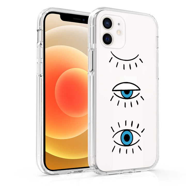 Coque transparente Olivenorma pour iPhone 13/14/15 Motif drôle de mauvais œil