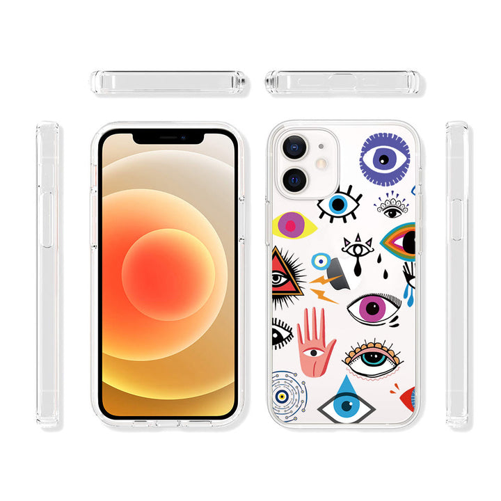Coque transparente Olivenorma pour iPhone 13/14/15 Motif drôle de mauvais œil