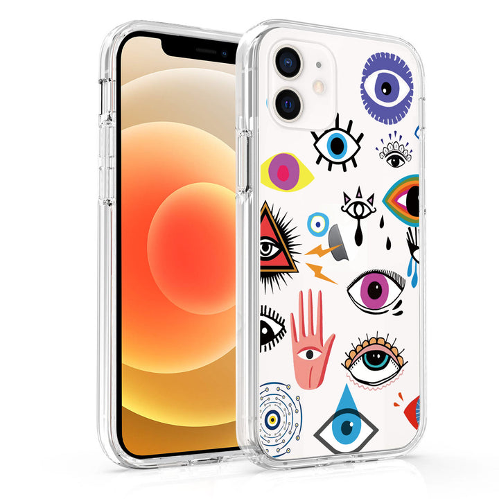 Coque transparente Olivenorma pour iPhone 13/14/15 Motif drôle de mauvais œil