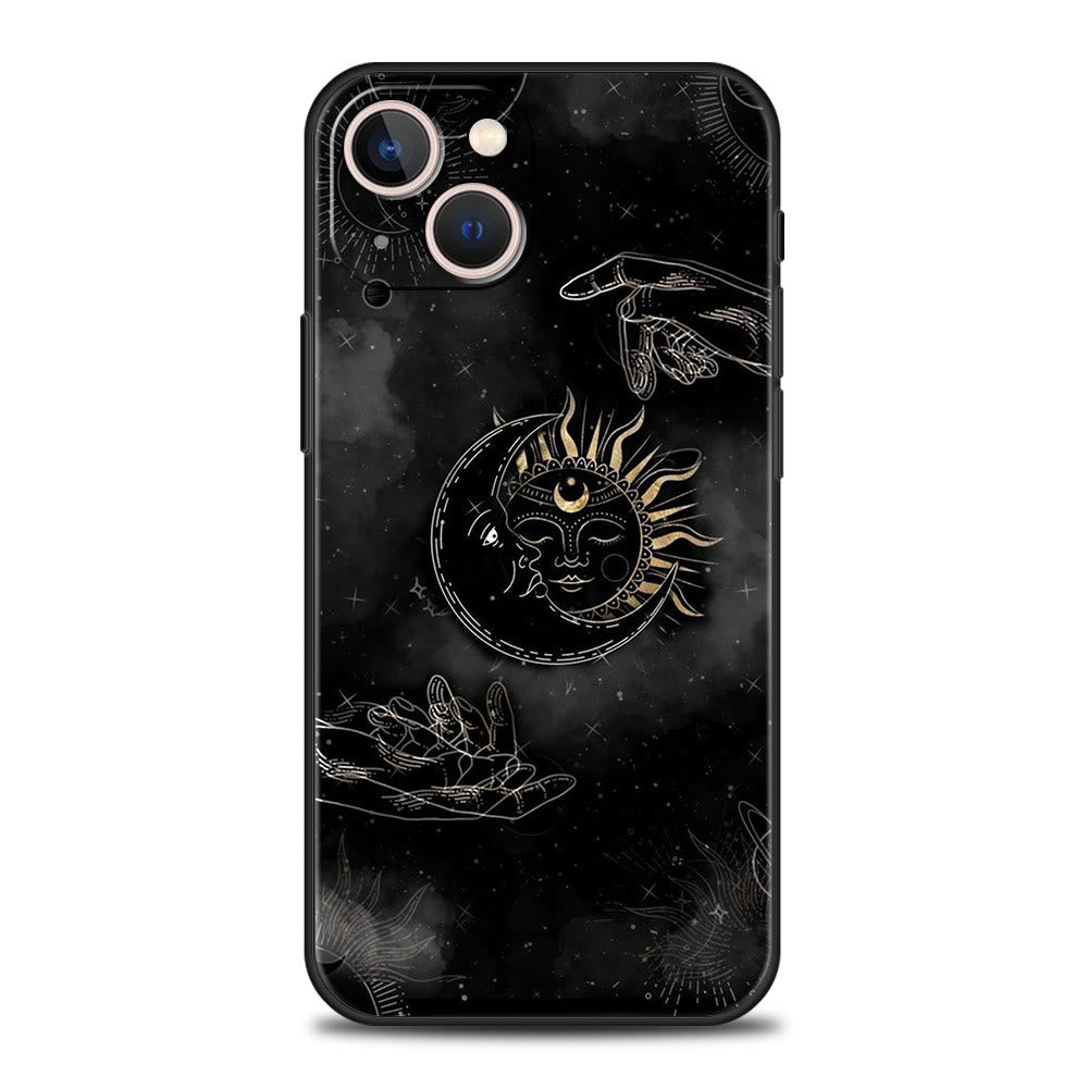 Coque de téléphone Olivenorma pour iPhone 13/14/15 avec motif soleil et lune mignons