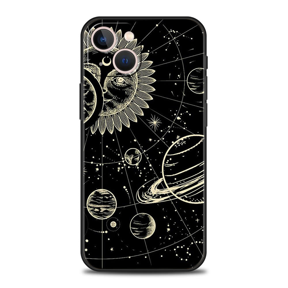 Coque de téléphone Olivenorma pour iPhone 13/14/15 avec motif soleil et lune mignons