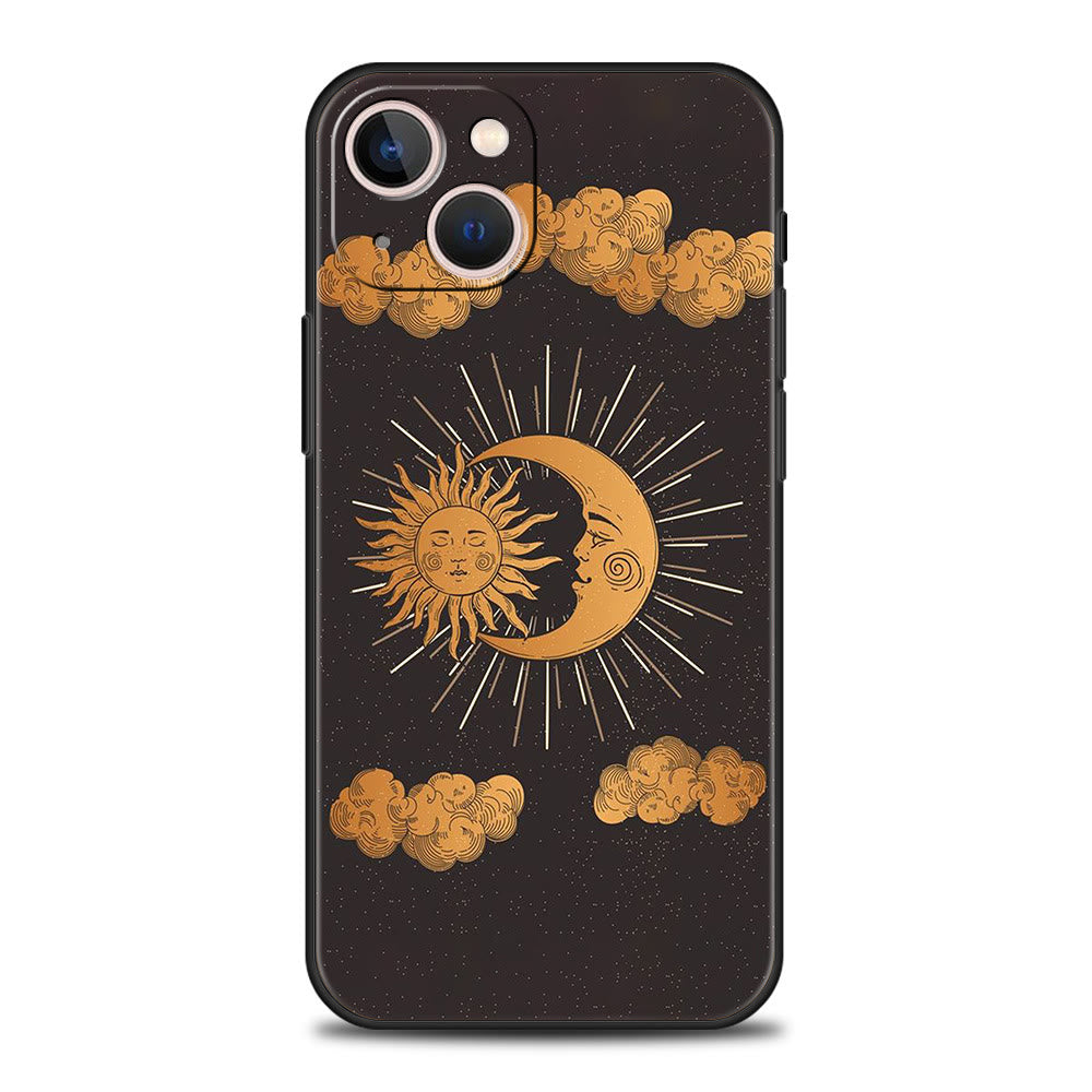 Coque de téléphone Olivenorma pour iPhone 13/14/15 avec motif soleil et lune mignons