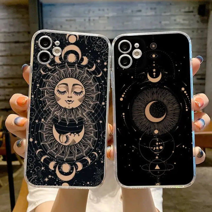 Coque de téléphone Olivenorma pour iPhone 13/14/15 avec motif soleil et lune mignons