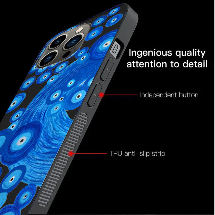 Coque de téléphone Olivenorma Blue Evil Eye Hamsa pour iPhone 13/14/15