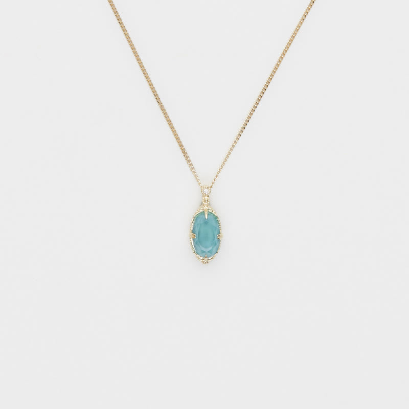 Collier et bague vintage en argent 925 avec aigue-marine Olivenorma