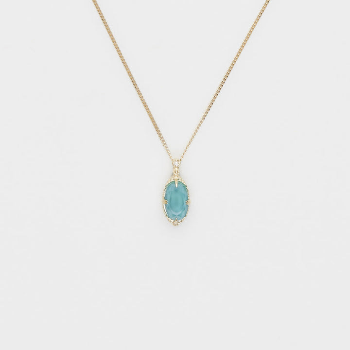 Collier et bague vintage en argent 925 avec aigue-marine Olivenorma