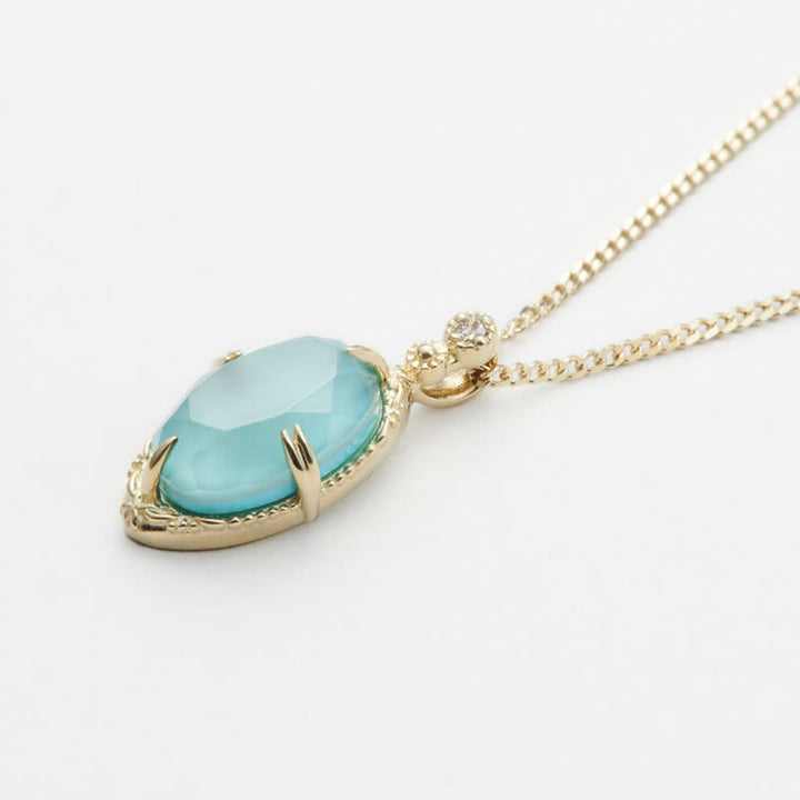 Collier et bague vintage en argent 925 avec aigue-marine Olivenorma